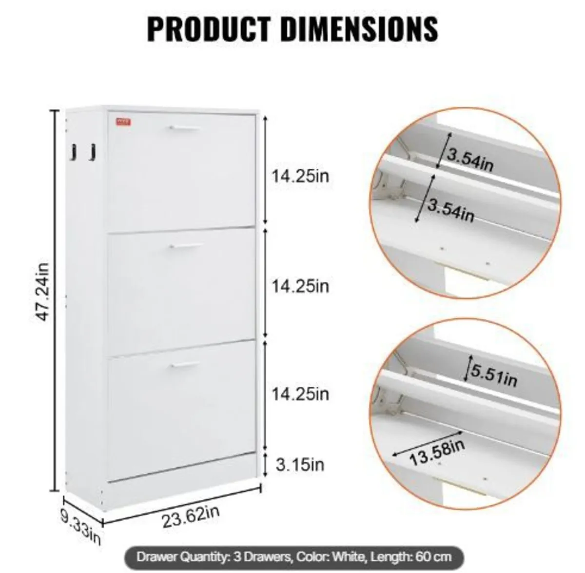 Shoe Cabinet with 3 Flip Drawers - Image 2