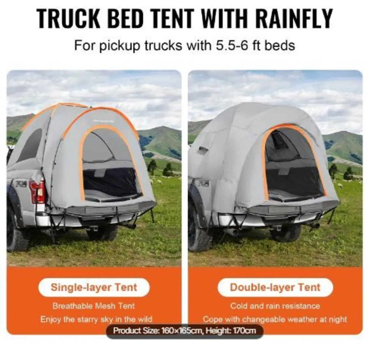 Truck Bed Tent, 5.5'-6' Pickup Truck - Image 3