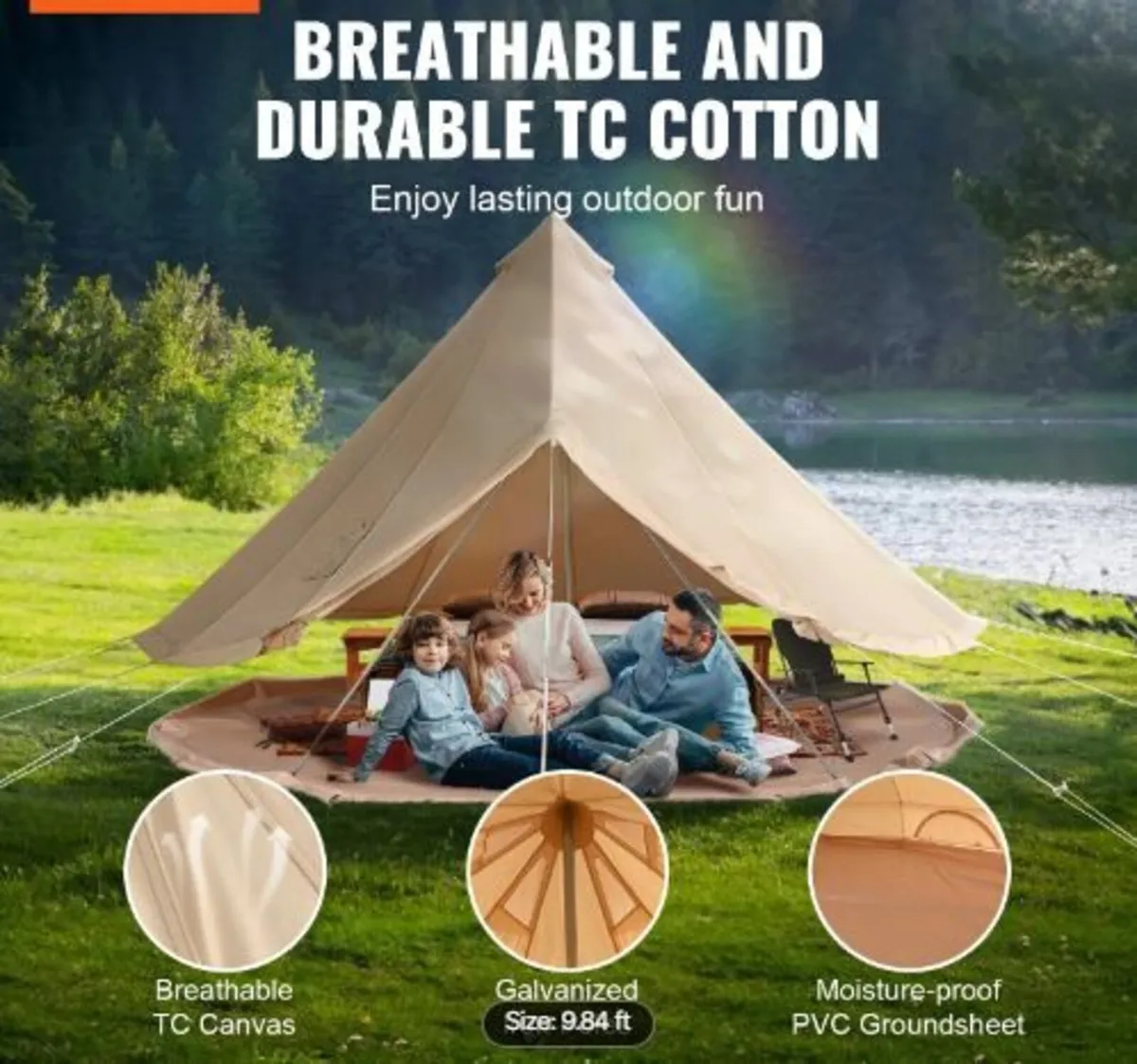 Canvas Bell Tent, 4 Seasons 3 m/9.8ft - Image 1