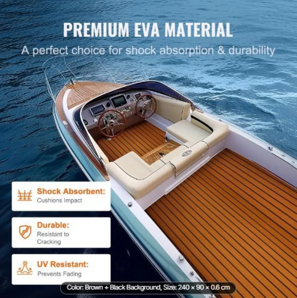 Boat Flooring, EVA Foam Boat Decking 240 x 89.9 cm - Image 2