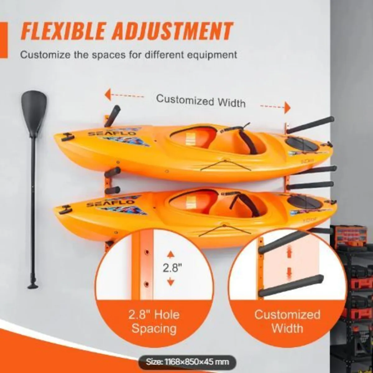 Wall Kayak Storage Rack, 4-Capacity Wall - Image 4