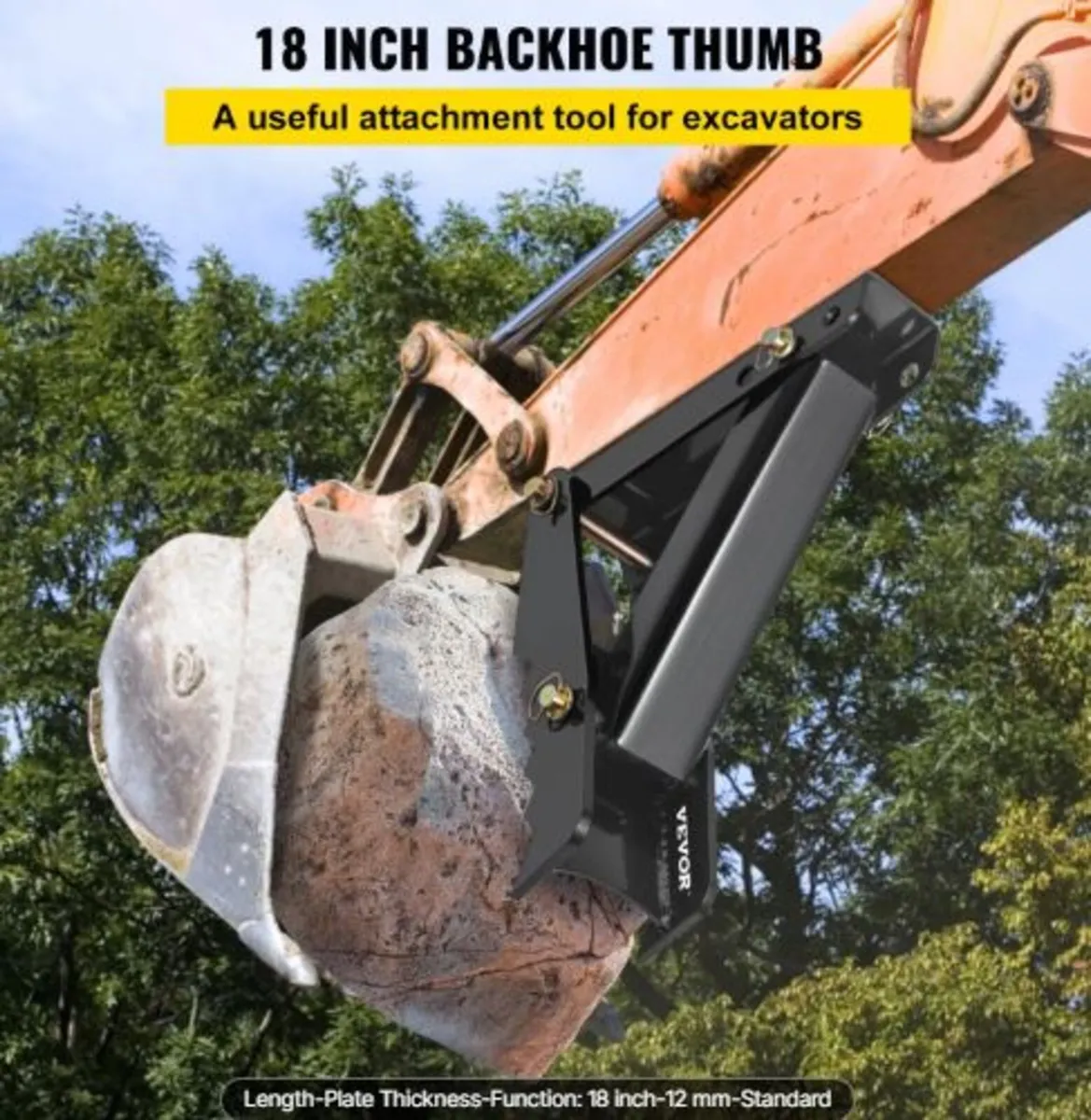 18" Backhoe Thumb, 1/2" Teeth Thickness Heavy - Image 2