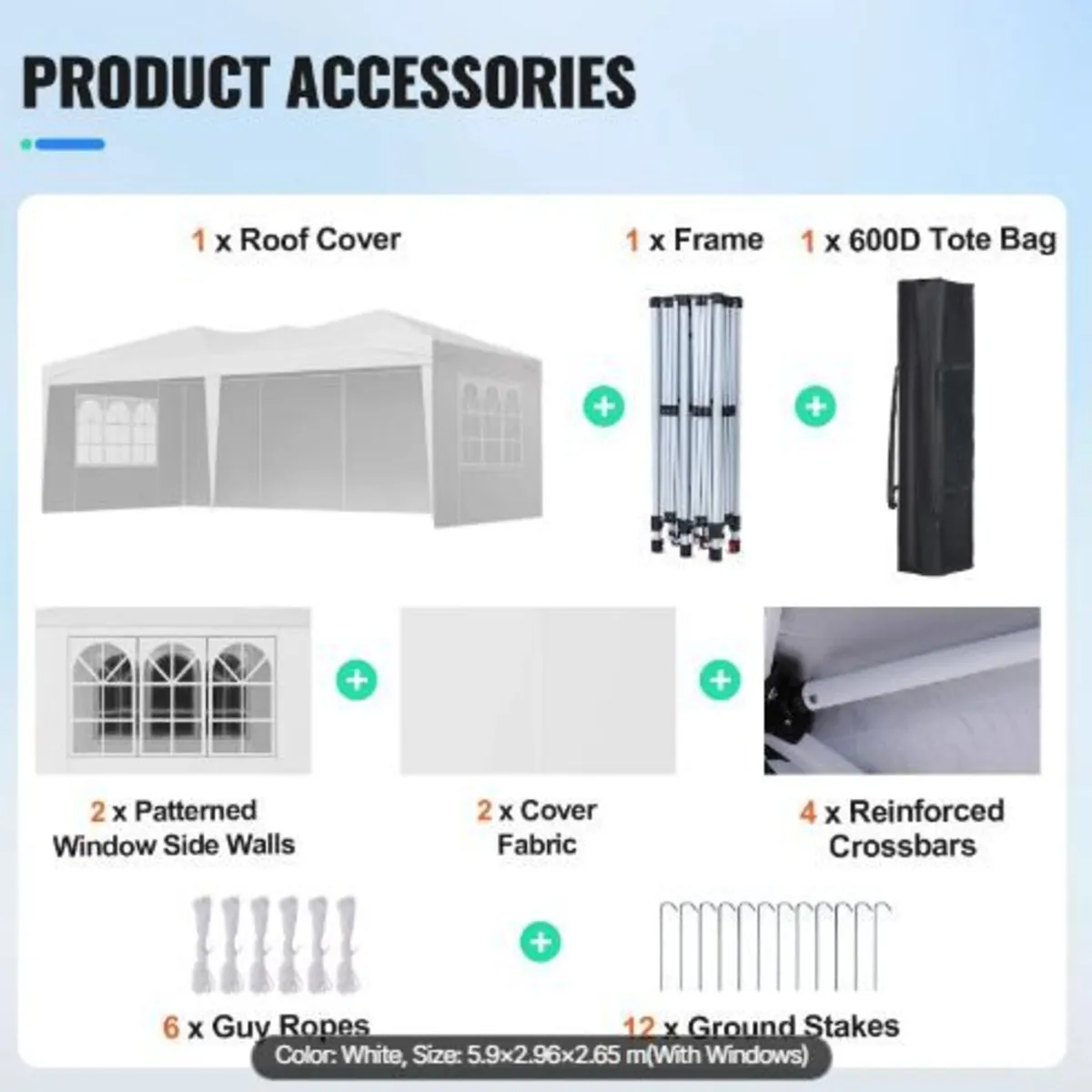 Pop Up Canopy, 5.9 x 2.96 m - Image 4
