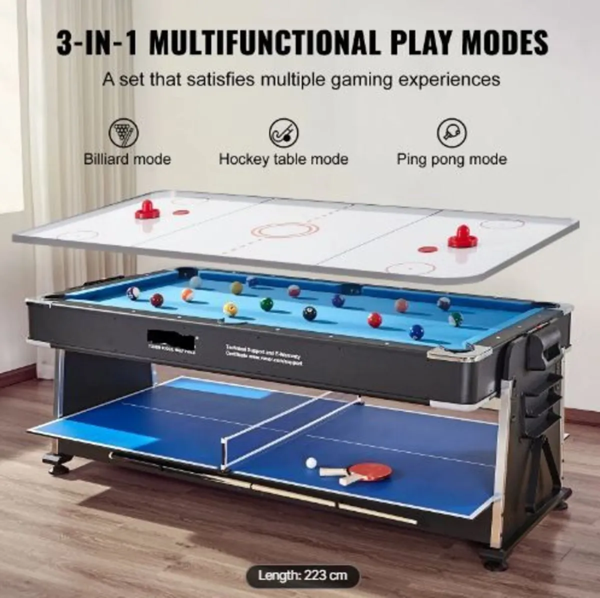 3-in-1 Rotating Swivel Multi Game Table - Image 2