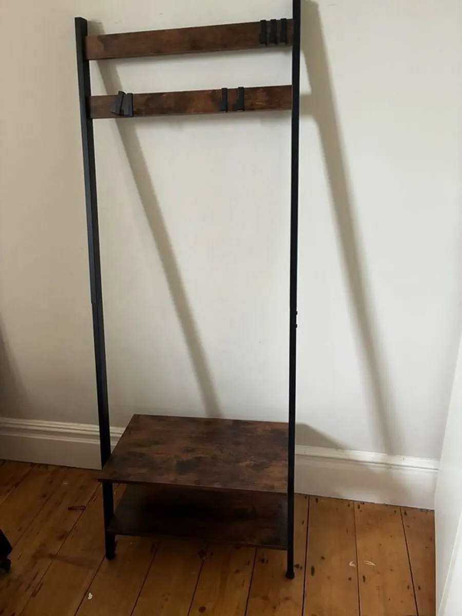 Industrial Leaning Hall Tree / Coat Rack with Shoe Storage (VASAGLE) - Image 1