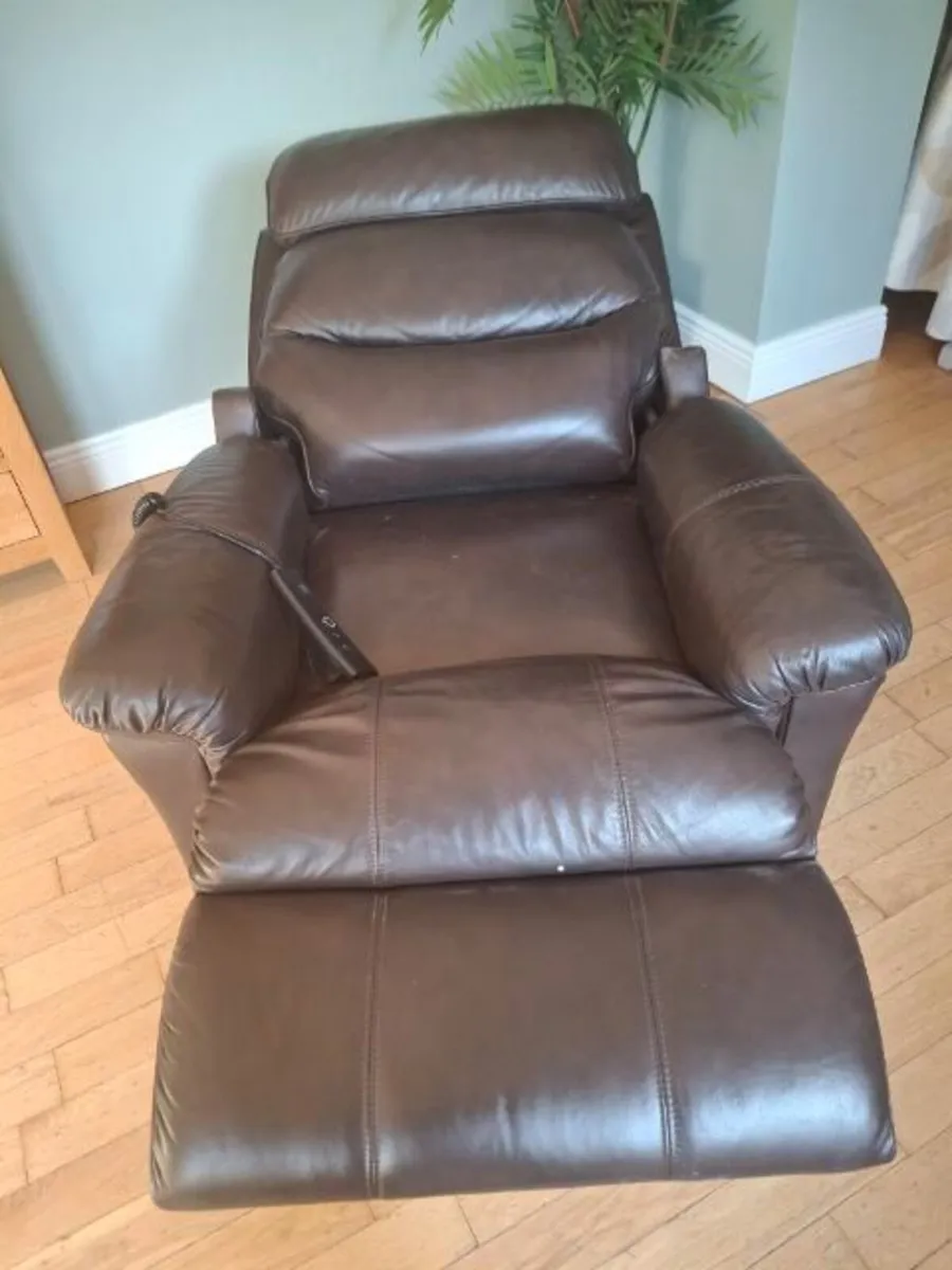 Motor Rise & Recliner Chair,  brown Leather - Image 1