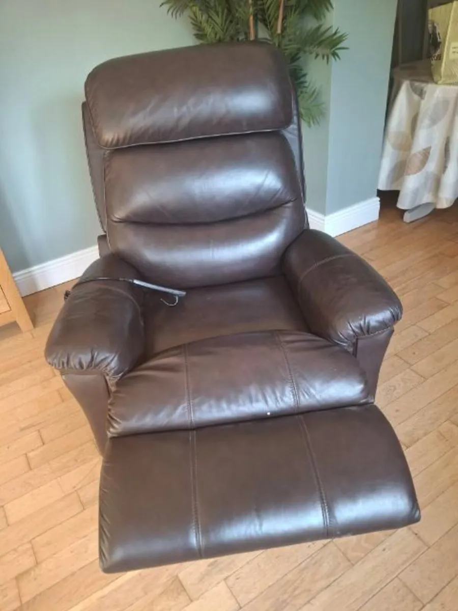 Motor Rise & Recliner Chair,  brown Leather - Image 2