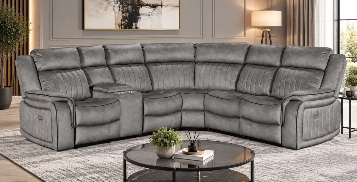 New Grey Hampton Electric Recliner Corner Sofa - Image 4