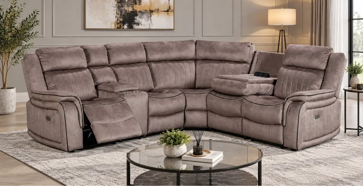 New Grey Hampton Electric Recliner Corner Sofa - Image 3