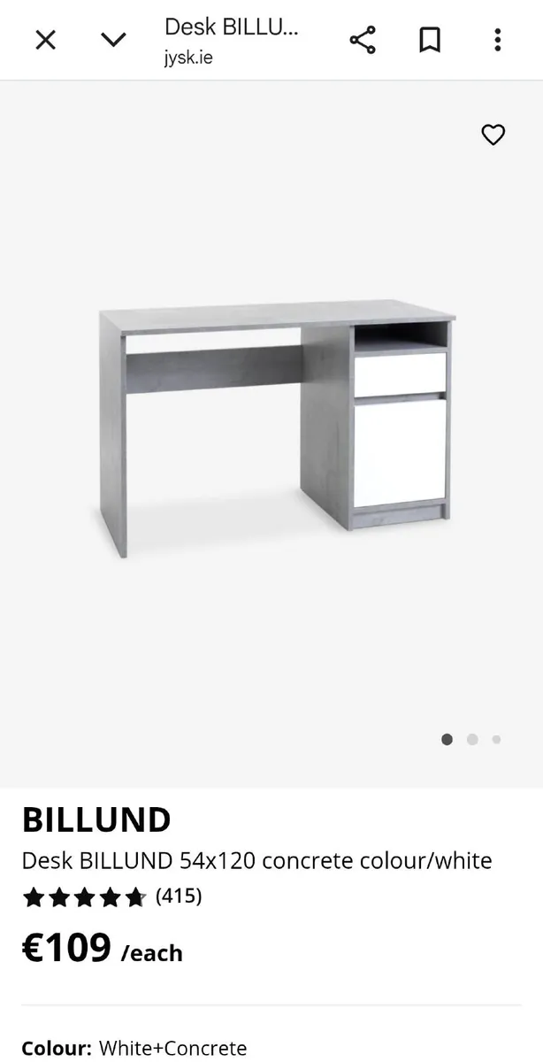 JYSK BILLUND Bookcase – Concrete/White - Image 2