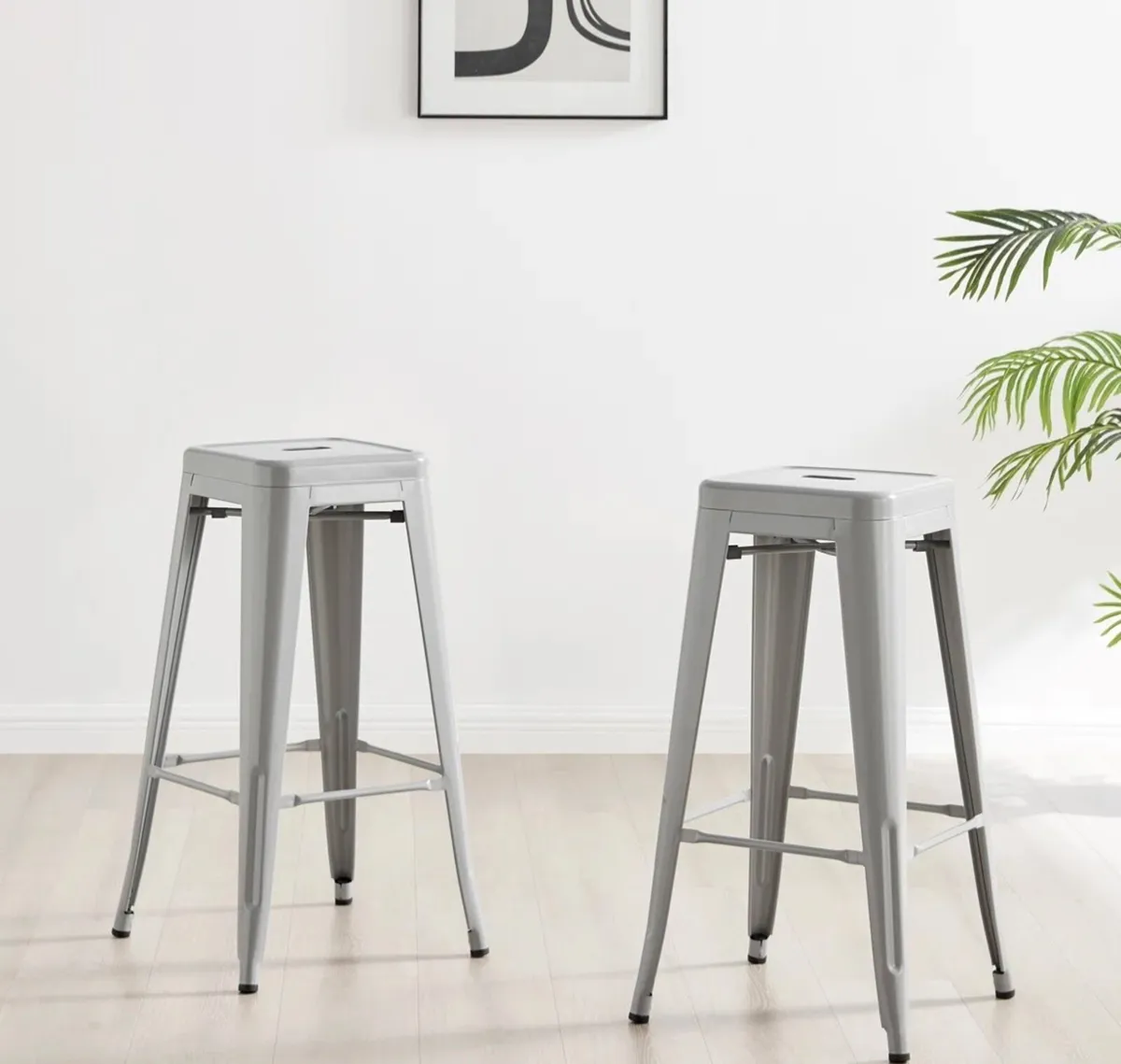 Silver / Grey Metal Stools - Image 1