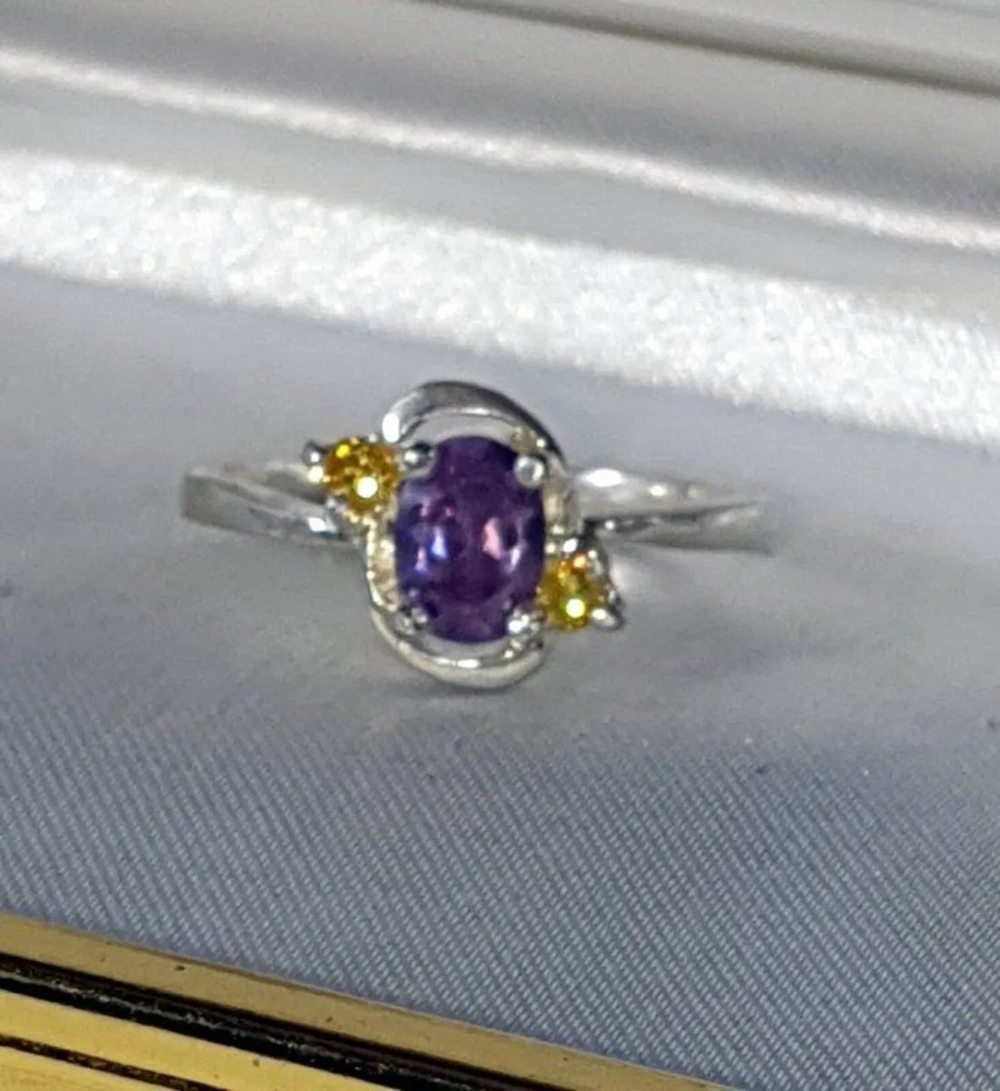 Vintage Sterling Silver Amethyst & Citrine Ring - Image 3