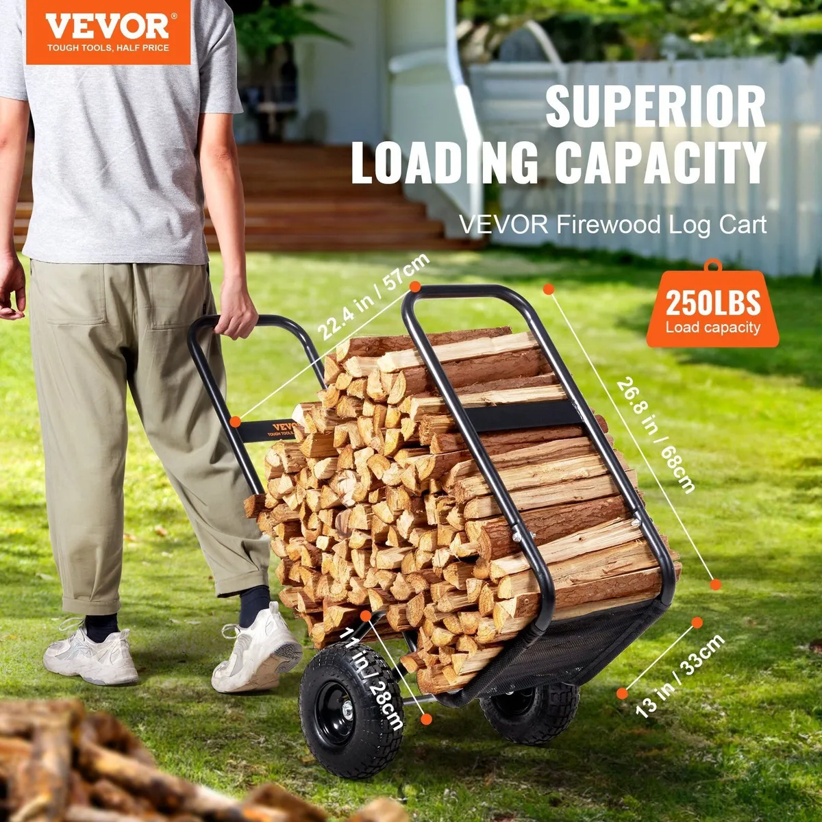 Firewood Log Cart with Pneumatic Wheels - Image 2