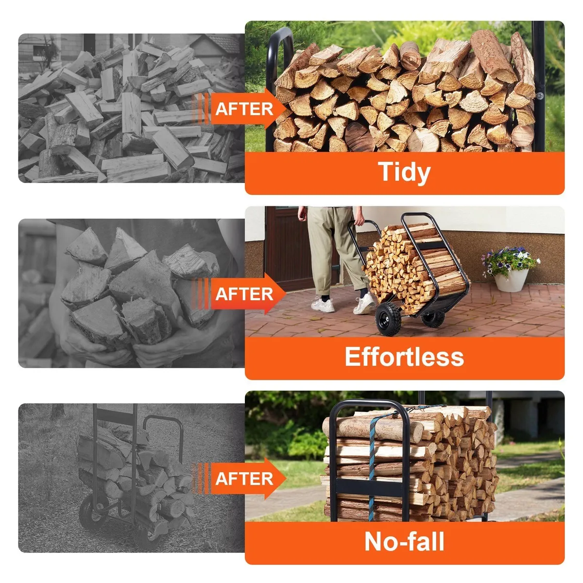 Firewood Log Cart with Pneumatic Wheels - Image 3