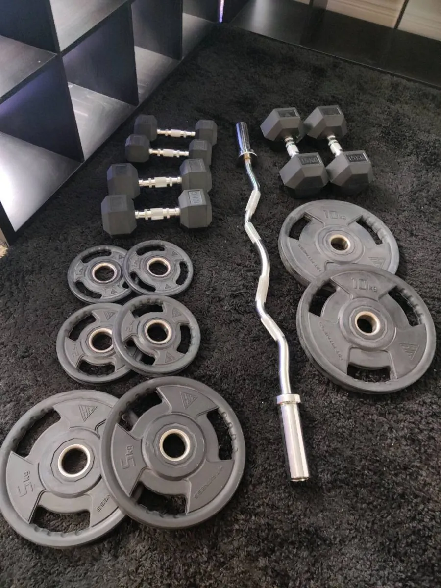 Full set gym at home. Bench press Z-bar plates - Image 4