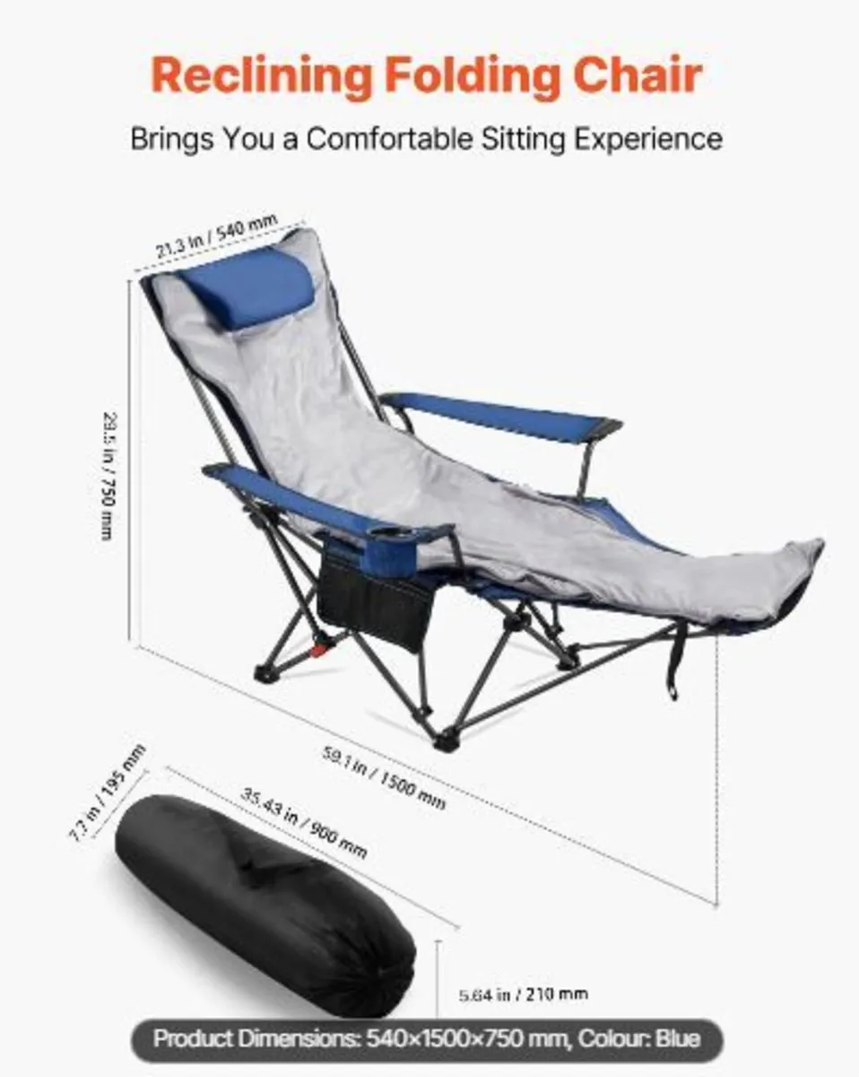 Reclining Camping Chair, 4 Adjustable - Image 4