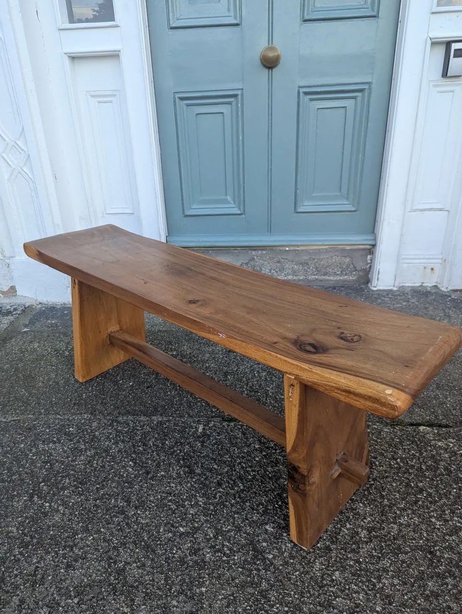 Indonesian Hand Carved Teak Bench - Image 1