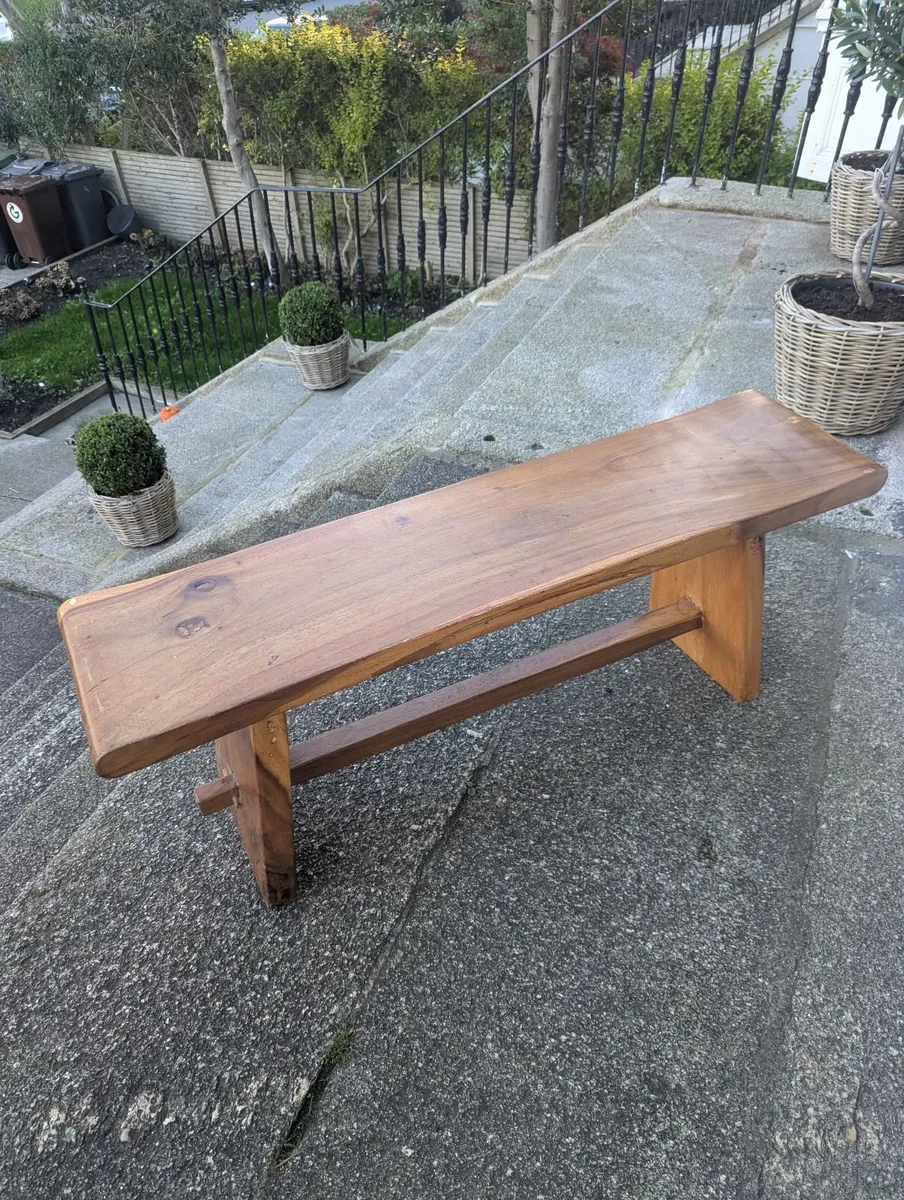 Indonesian Hand Carved Teak Bench - Image 2