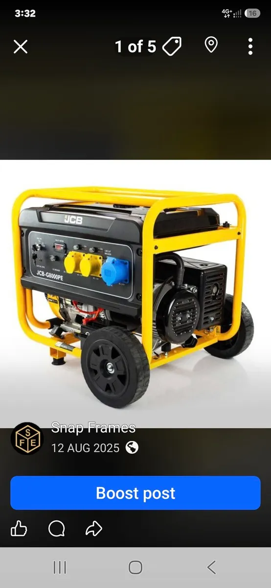 JCB 7.9kW / 9.8kVA Petrol Generator, - Image 1