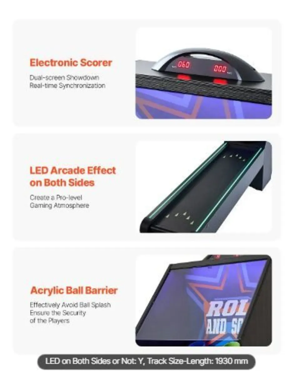 9' Roll and Score Classic Arcade Game Table - Image 4