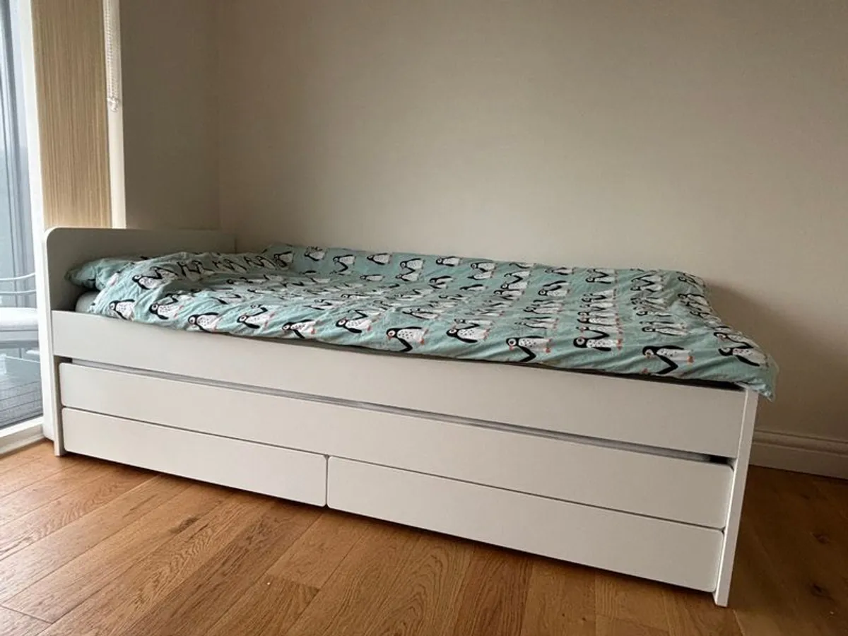IKEA bed frame with pull-out underbed and storage with Mattresses - Image 1