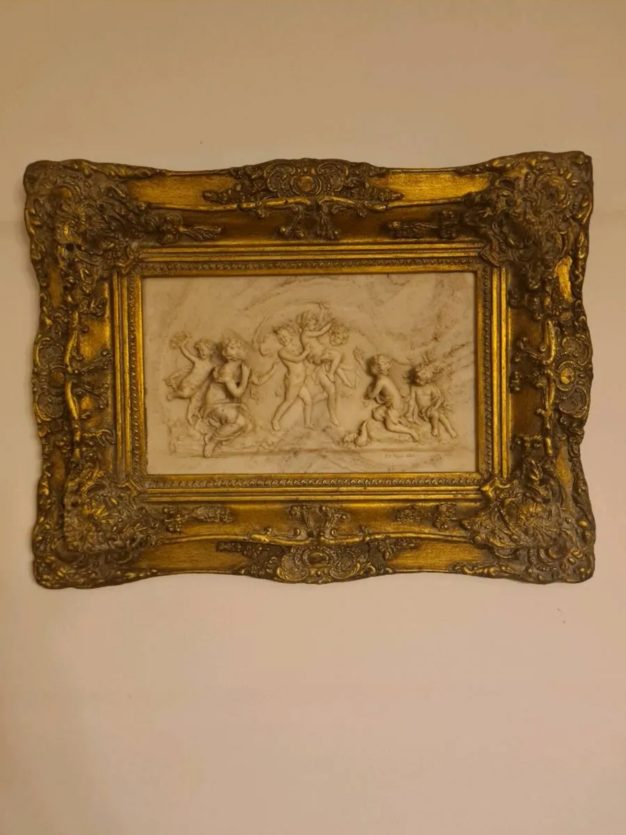 MARBLE RELIEF CHERRUBS VINTAGE RARE - Image 1