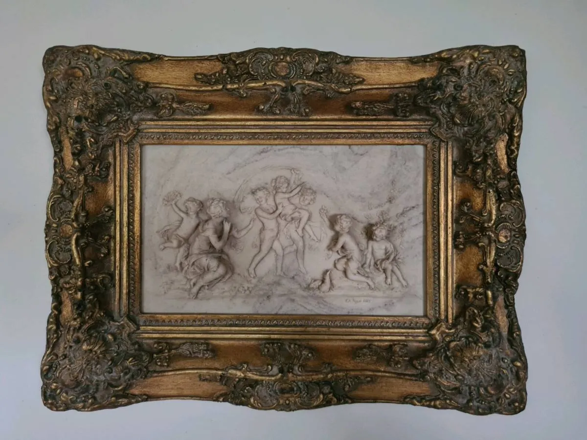 MARBLE RELIEF CHERRUBS VINTAGE RARE - Image 3