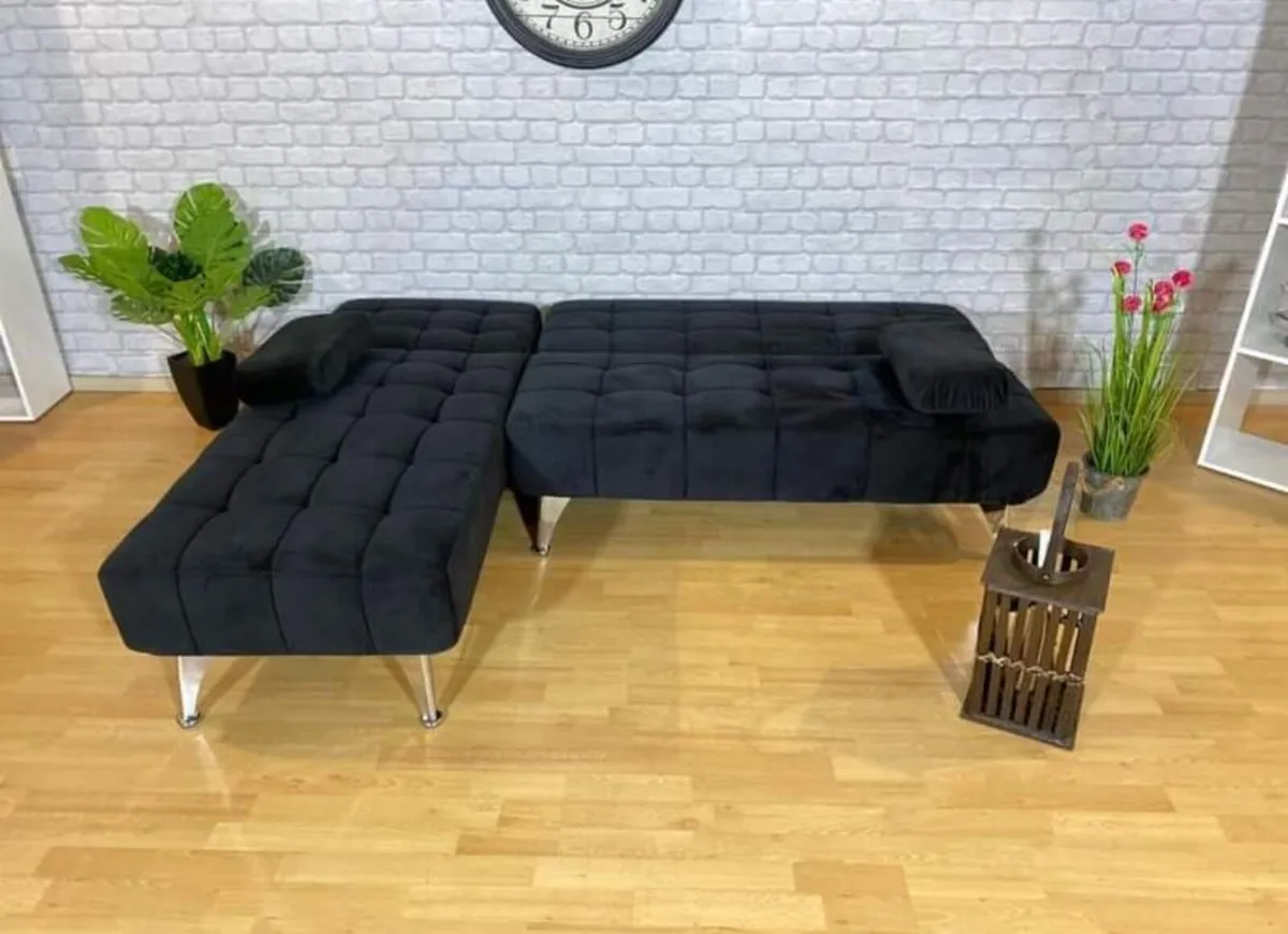 Black Velvet Nordic Comfort Chaise Sofa,198cm - Image 3