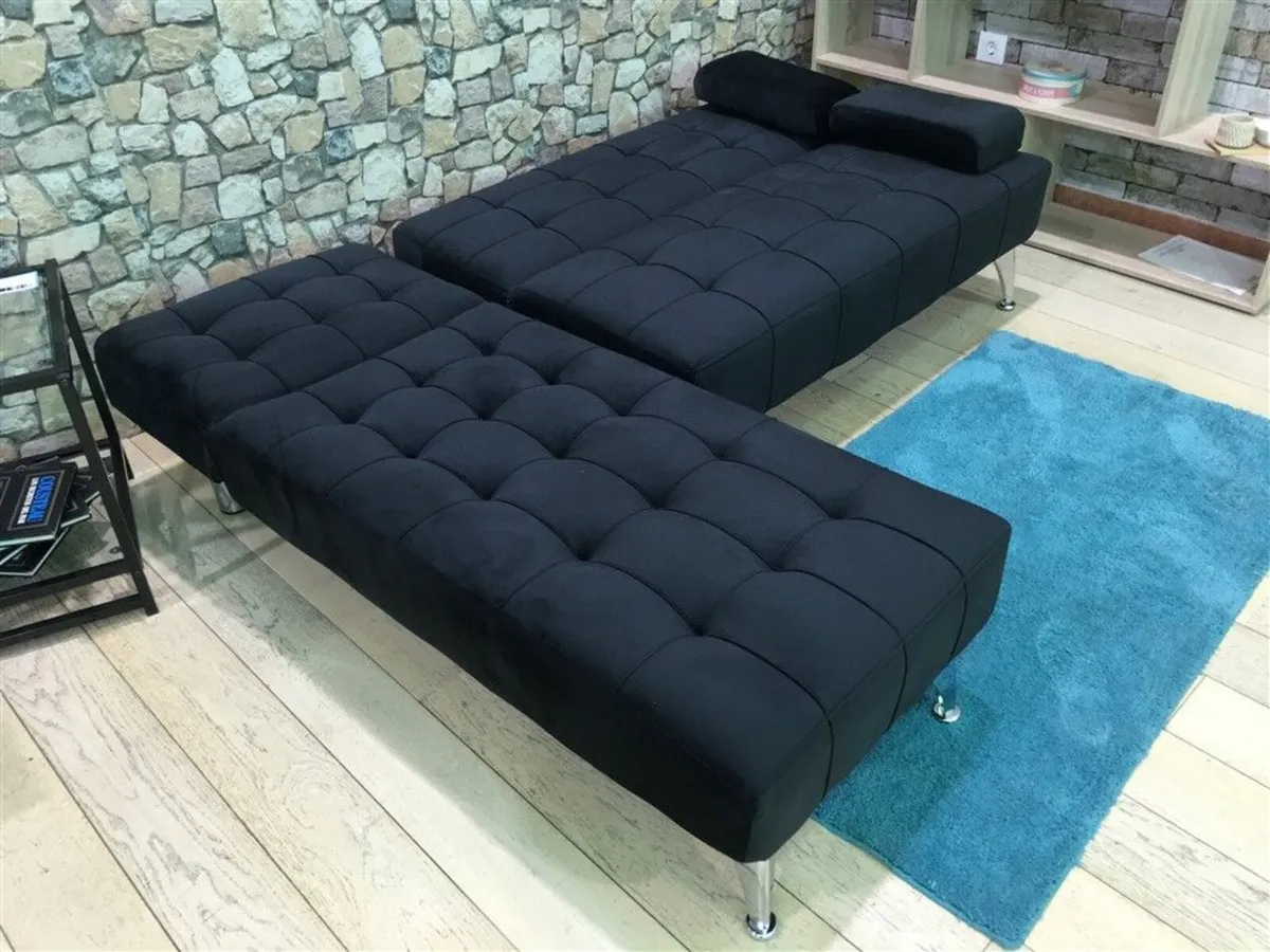 Black Velvet Nordic Comfort Chaise Sofa,198cm - Image 3