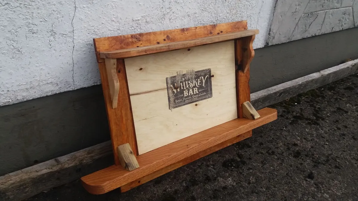 NEW Rustic Floating Wall / Whiskey Bar / Display - Image 2
