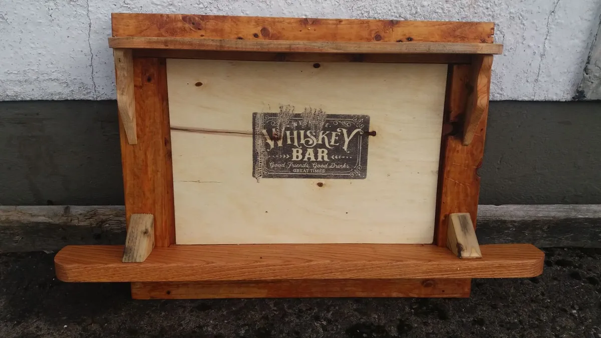 NEW Rustic Floating Wall / Whiskey Bar / Display - Image 1