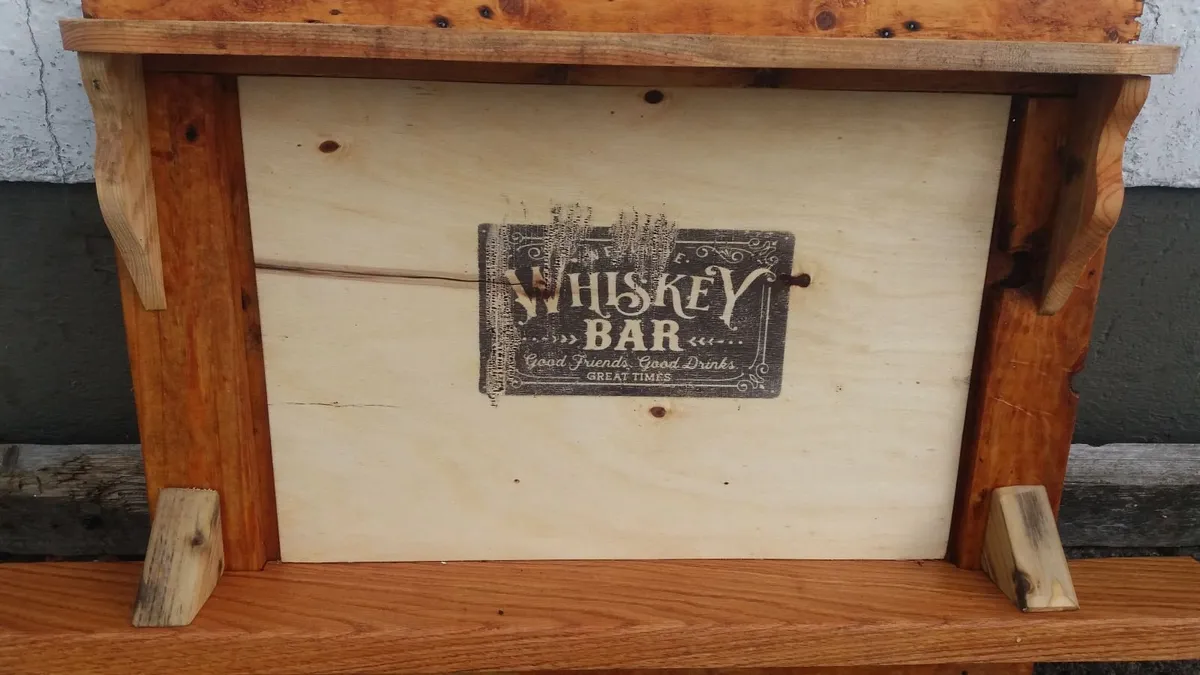 NEW Rustic Floating Wall / Whiskey Bar / Display - Image 4