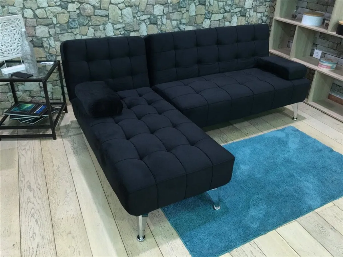 Black Velvet Nordic Comfort Chaise Sofa,198cm - Image 1