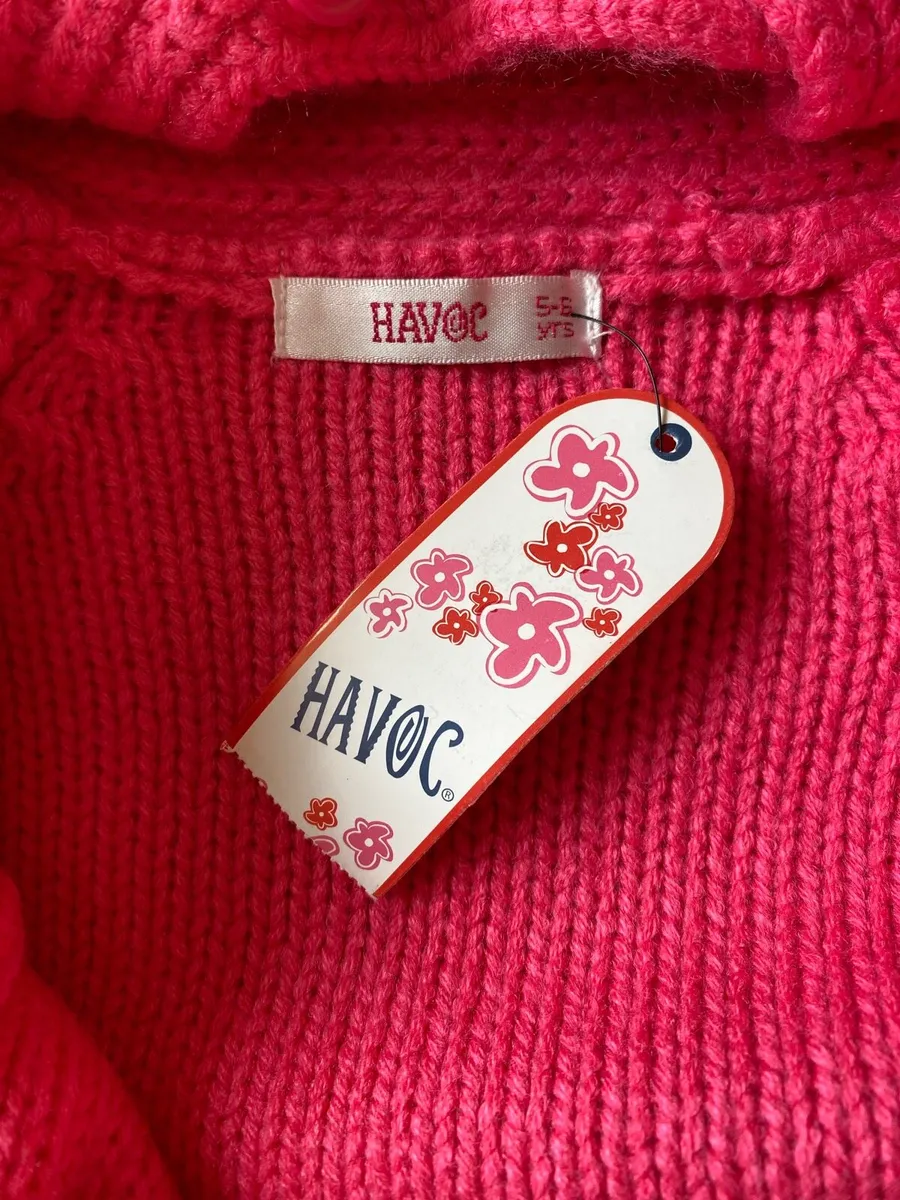 Girls Pink Cardigan & Long Sleeve Top set  5 yrs - Image 2