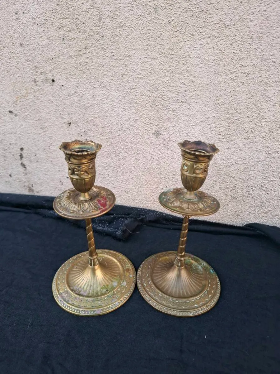 Duo brass candle holder postage possible - Image 2