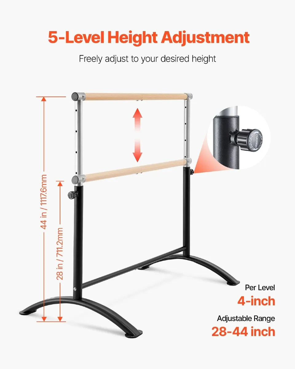 Freestanding Ballet Barre, Adjustable 28-44 in - Image 2