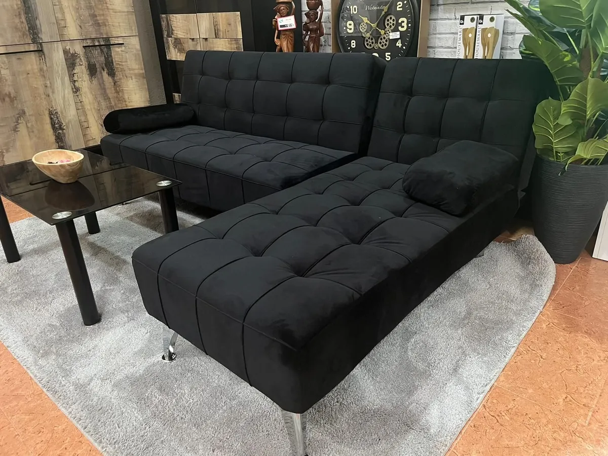 Black Velvet Nordic Comfort Chaise Sofa,198cm - Image 2