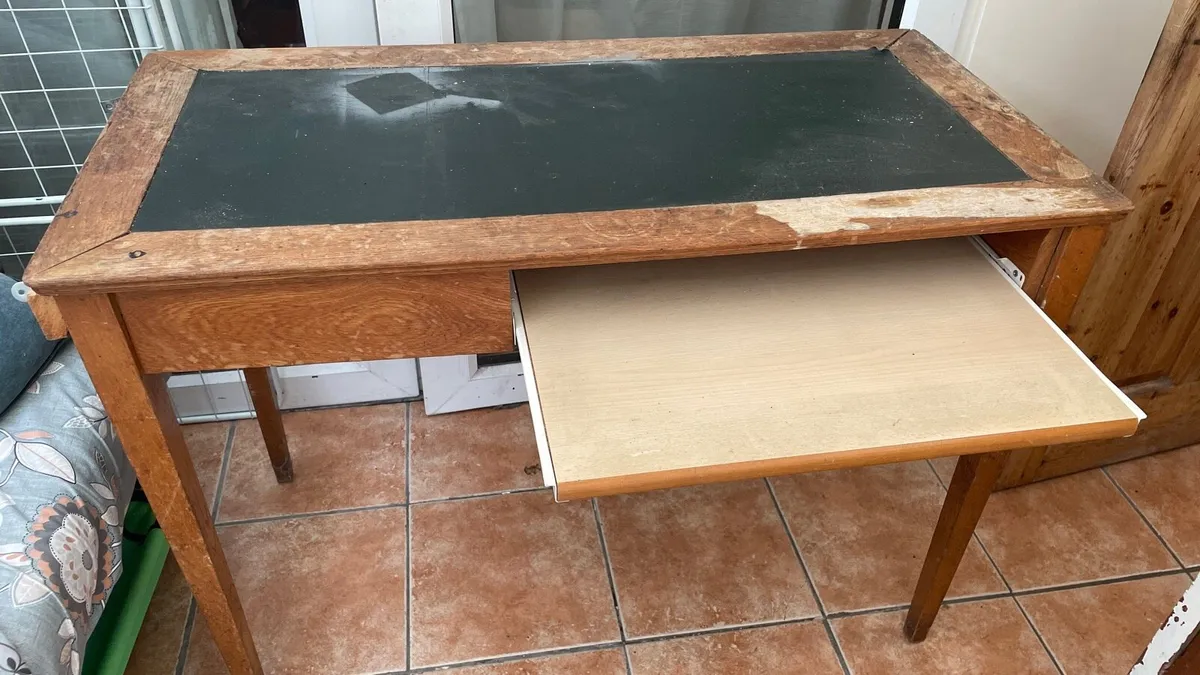 Vintage office desk with writing pad