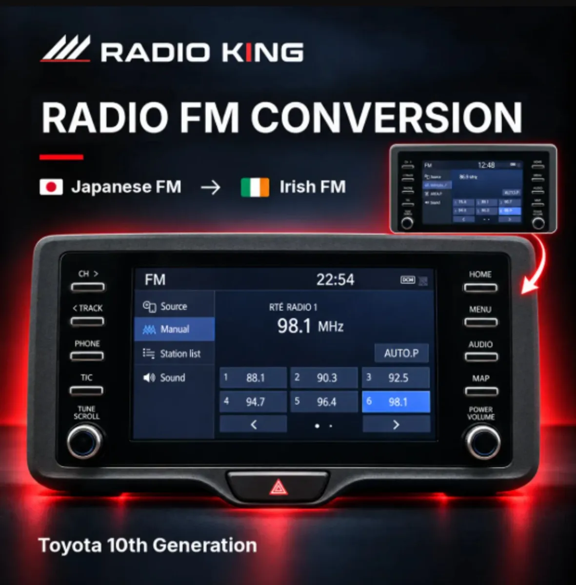 Toyota 10th Gen Japanese Radio to Irish FM Convers