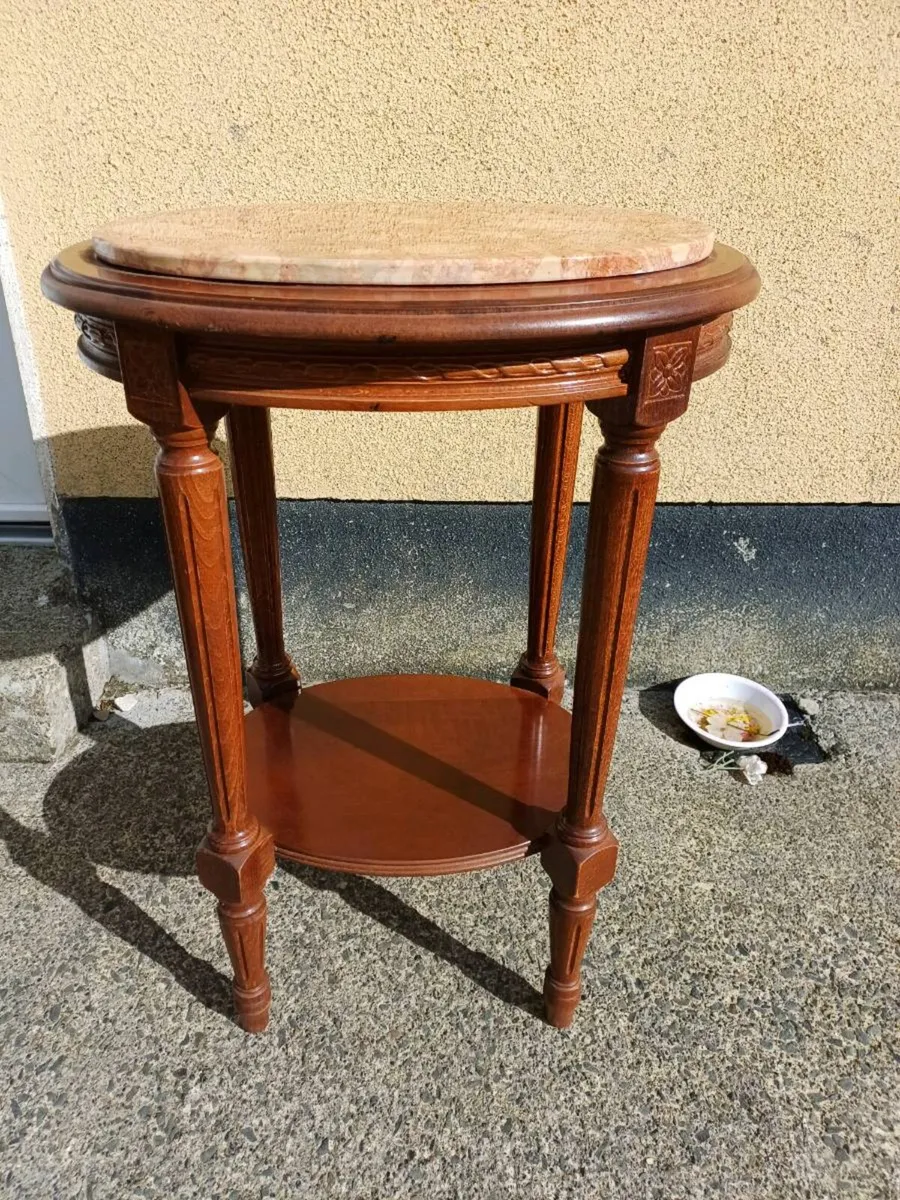Vintage French Oval Side Table - Image 1