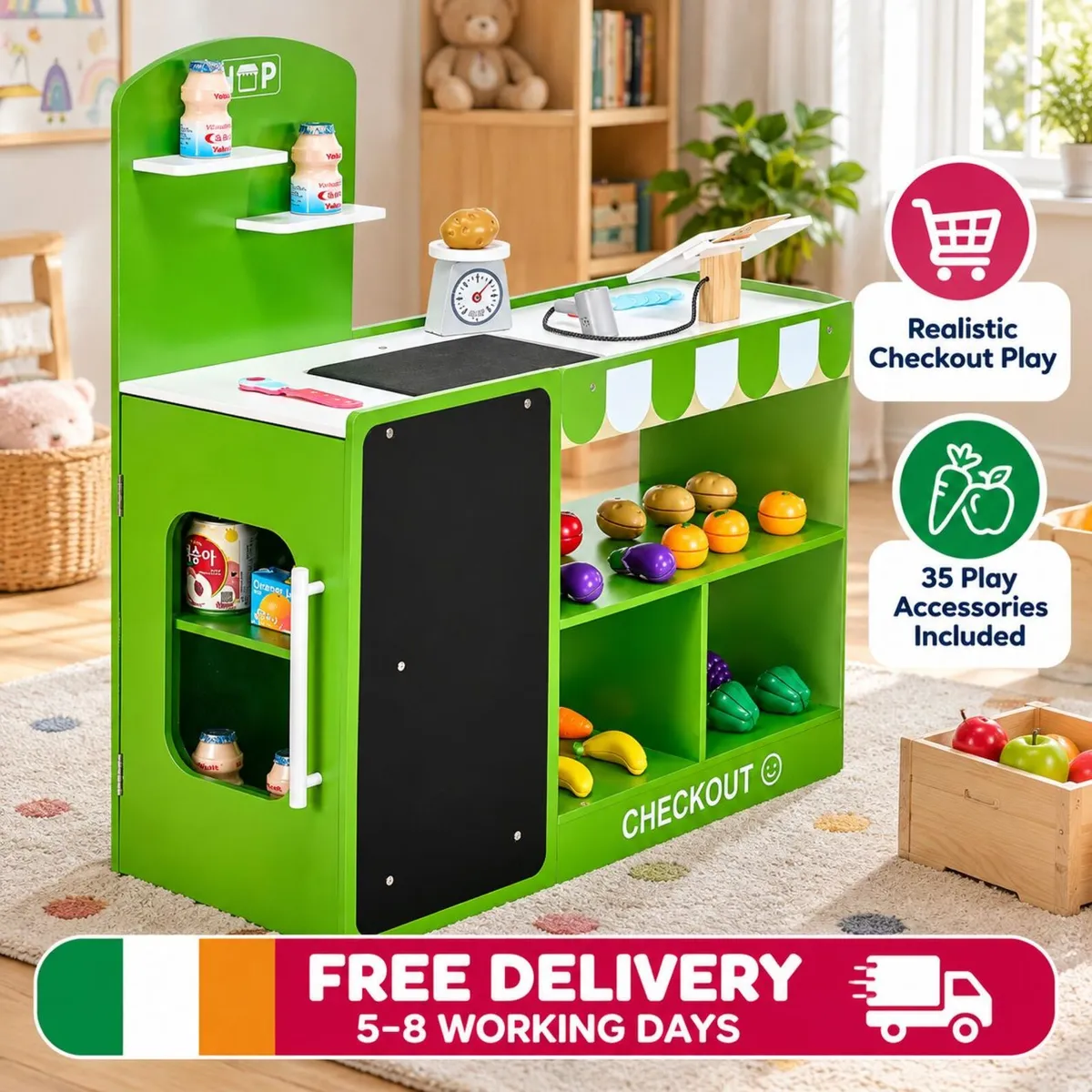 Kids Wooden Grocery Store Playset - Image 1