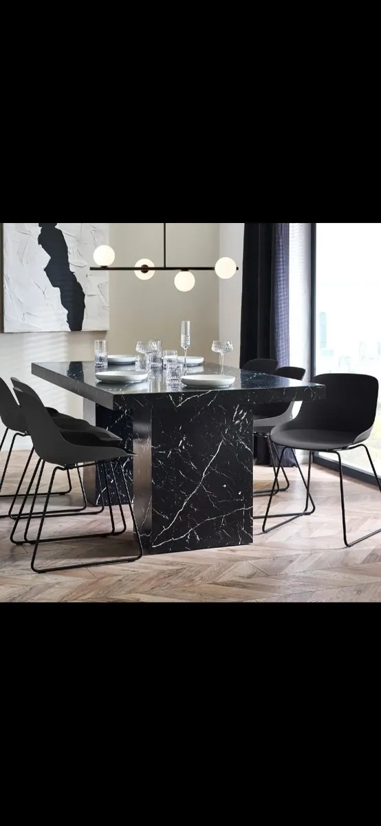 Black marble effect kitchen table - Image 4