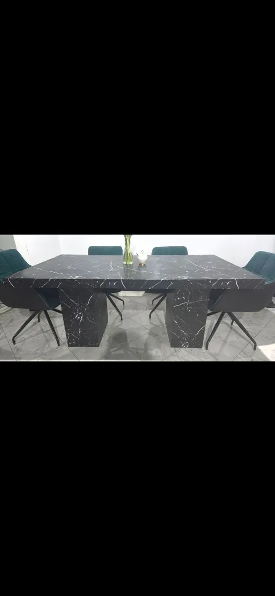 Black marble effect kitchen table - Image 1