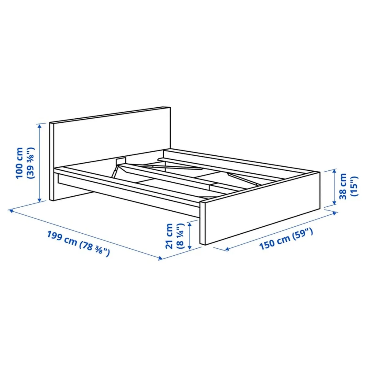 Malm double bed with mattress - Image 3