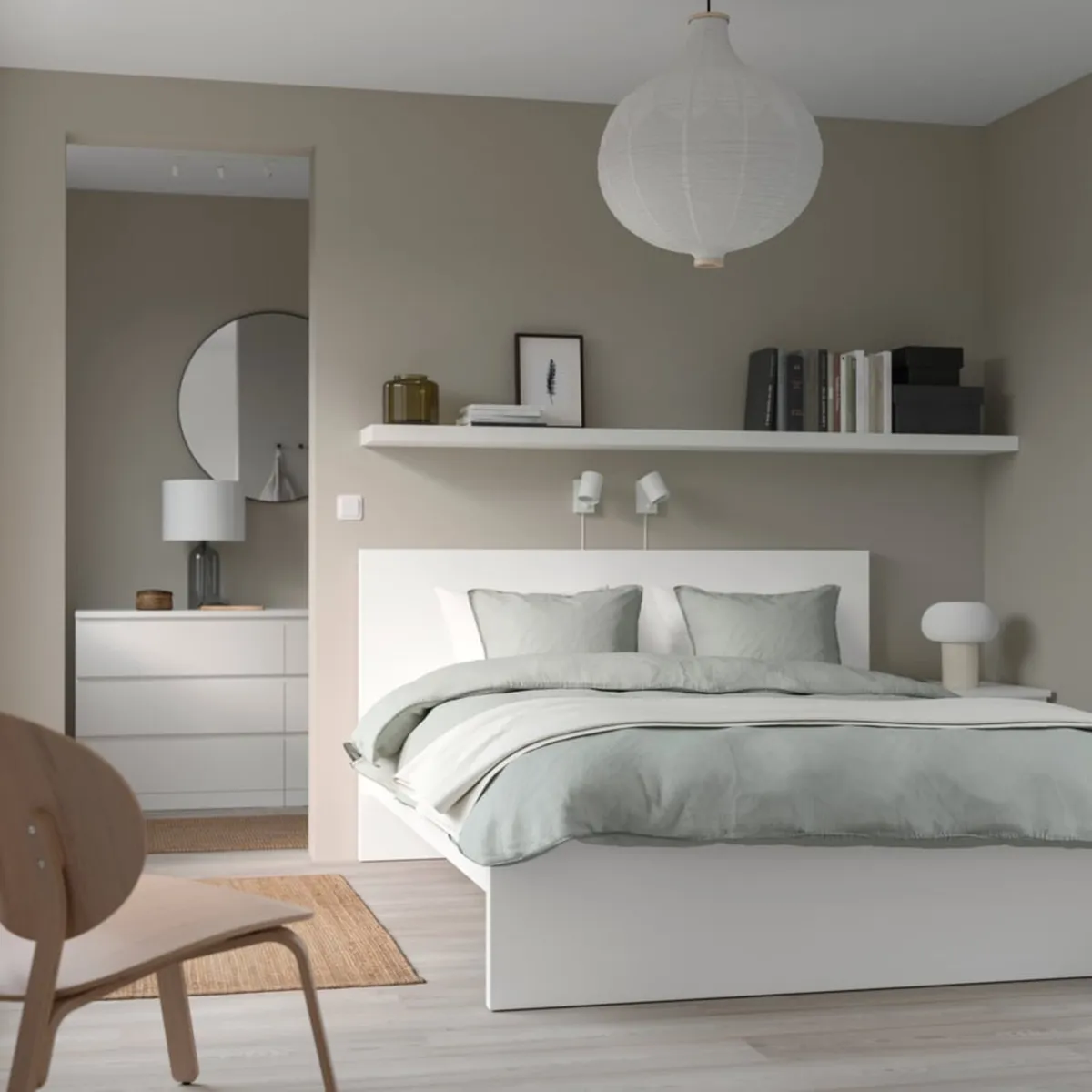 Malm double bed with mattress - Image 1