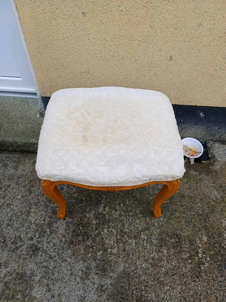 Vintage French Style Wooden Stool - Image 2