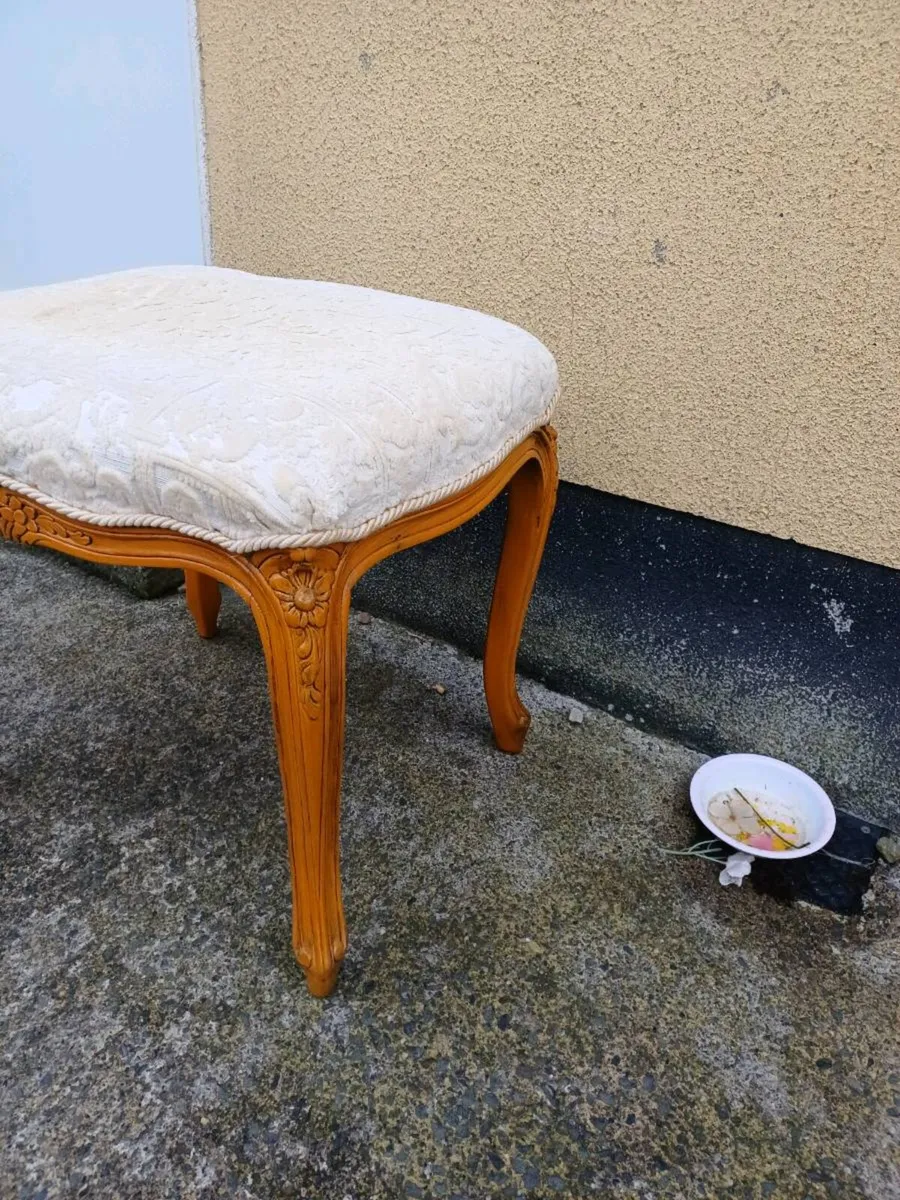 Vintage French Style Wooden Stool - Image 3