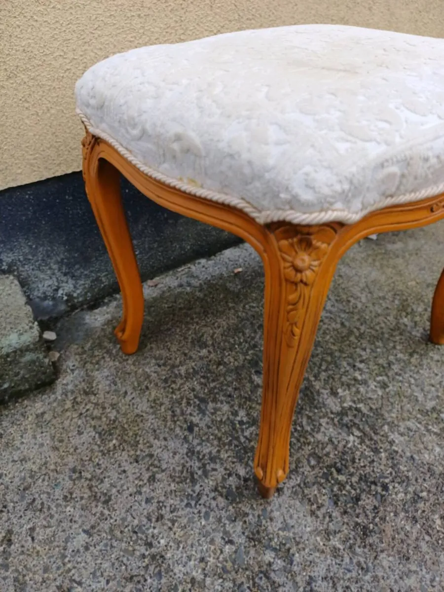 Vintage French Style Wooden Stool - Image 4