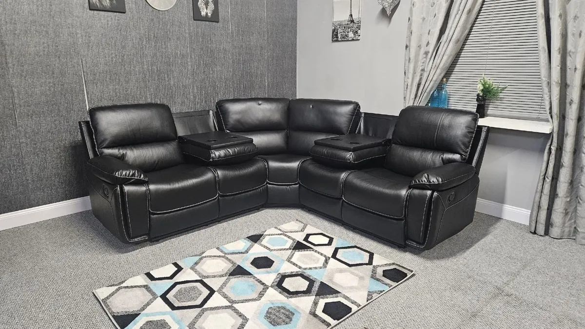 Oxford Black Corner Sofa Suite - Image 3