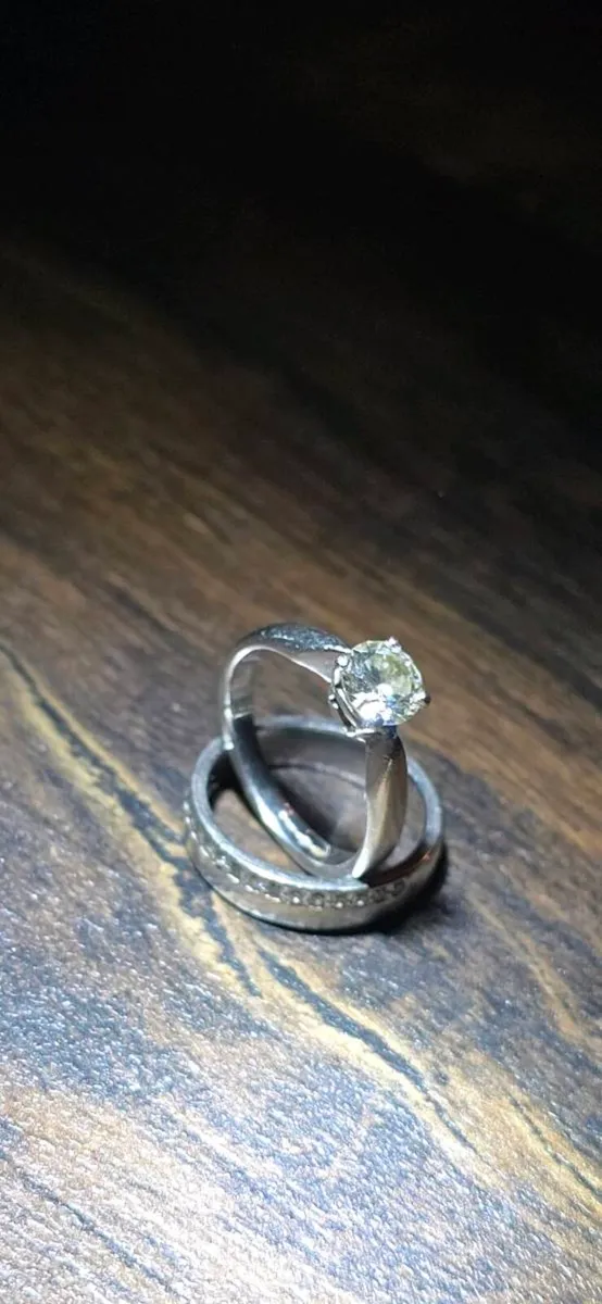 Platinum Engagement (.70ct) and Wedding Ring - Image 4
